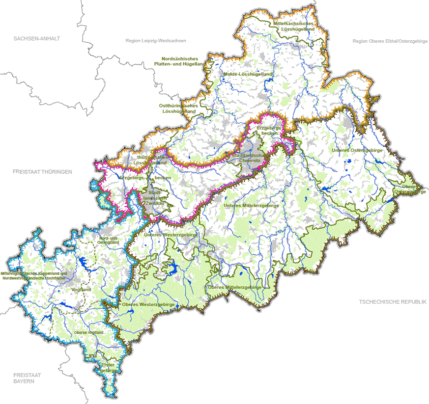 Abbildung 2: Landschaftsgliederung, Karte 7, Entwurf Regionalplan Region Chemnitz, 2015.
